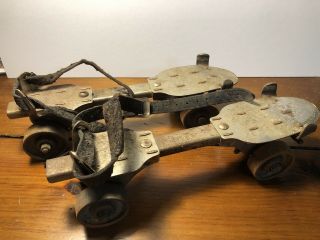 Vintage Winchester Metal Strap On Roller Skates With Leather Strap