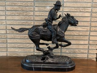 Frederic Remington Bronze Trooper Of The Plains Statue/sculpture
