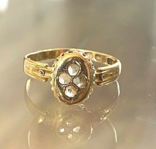 Antique Victorian 18ct Gold Rose Cut Diamond Ring Uk Size R