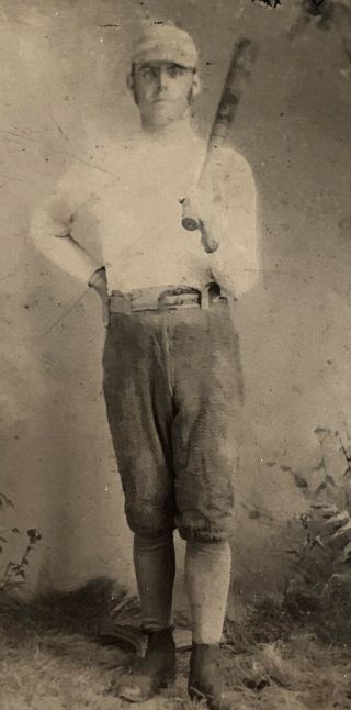 Antique Circa 1870 ' s Baseball Player Tin Type Photo Vintage Early Old Tintype 2