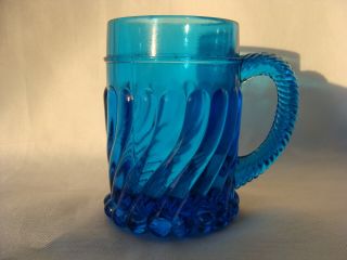 Vintage Fostoria Glass Colony 2412 Queen Anne Light Blue Glass 3 " In.  Small Mug