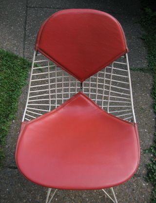 Vintage EAMES BIKINI Chair with EIFFEL Base,  white wire,  red vinyl,  Provenance 3