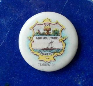 Sweet Caporal Cigarette Advertising Pin,  Tennessee State Seal Coat Of Arms,  1896