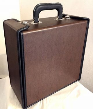 Vintage 8 Track / Cassette Storage Case 20 Tape Carrier Faux Brown Leather
