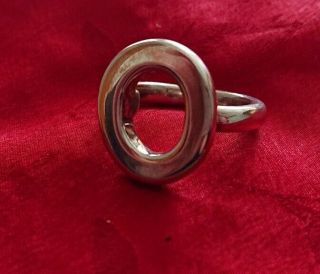 Huge Heavy Vintage Hallmarked Sterling Silver Circle Ring,  6.  2 Grams,  Size Y