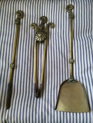 A Small Brass Companion Set Fire Irons Arts And Crafts Period Aesthetic