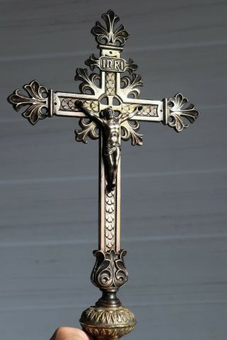 ⭐ antique crucifix bronze,  altar,  church cross,  made 19th century⭐ 2