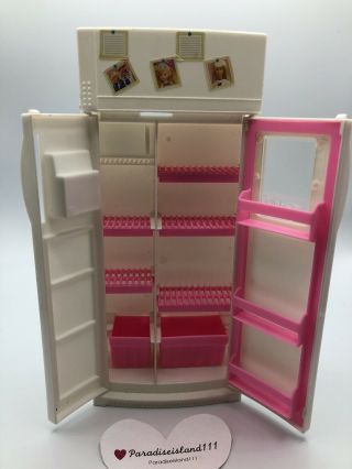 Vintage Barbie Refrigerator 10” Mattel 1994 White Fridge Kitchen Side By Side
