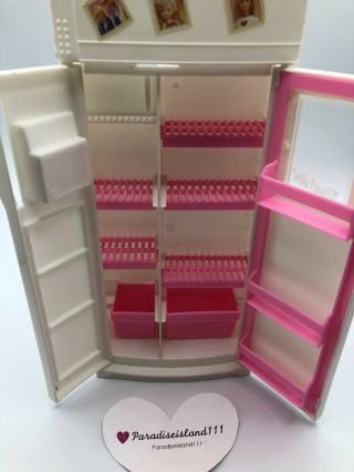 Vintage Barbie Refrigerator 10” Mattel 1994 White Fridge Kitchen Side By Side 2