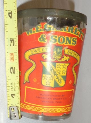 Vintage W.  E.  Garrett & Sons 4 " Tall Snuff Glass Jar/bottle With Lid