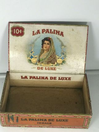 Vintage Cigar Box La Palina De Luxe Ideals 8.  5x5x2.  5
