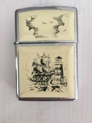 Zippo Lighter With Ship And Lighthouse