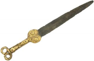 Ancient Rare Viking Scythian Gilding Bronze Iron Battle Sword Savage Style 1 Ad