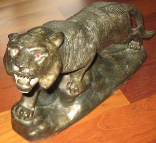 Large Vintage Japanese Bronze Brass Casted Statue Figure Tiger