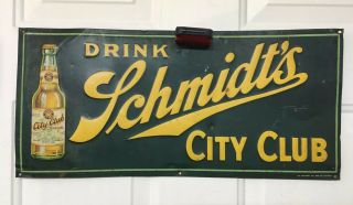 Antique Jacob Schmidt’s City Club Tin Beer Sign