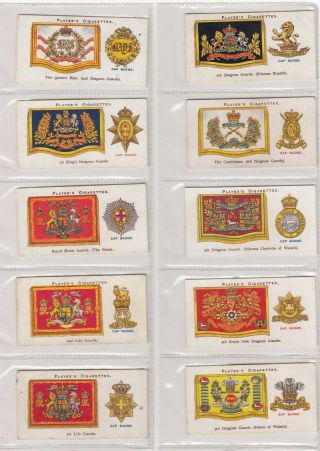 Complete Set Of 50 British Drum Banners & Cap Badges Cards From 1924