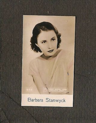 Barbara Stanwyck Card Vintage 1930s Rare Real Photo Warner Bros