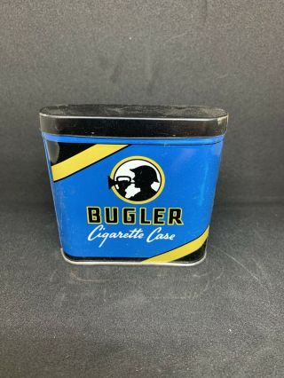 Vintage Bugler Cigarette Case Pipe Tobacco Case Tin Can W/ Lid