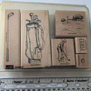 Stampin Up (su) Fore Wood Mounted Rubber Stamps,  Set Of 6,  Vintage