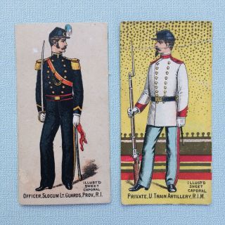 1800s 3 SWEET CAPORAL CIGARETTE CARDS,  USA SOLDIERS IN UNIFORM,  N224 KINNEY 3