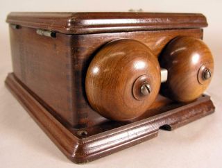 Antique Western Electric Telephone 295a Subset Ringer Box With Wooden Bells