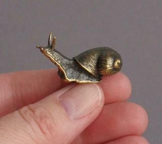 Vintage Brass Life - Sized Baby Garden Snail Miniature Sculpture Gastropod