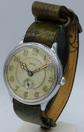 V.  Rare Vintage Oversize 40 Mm Military Libana Watch Radium Dial