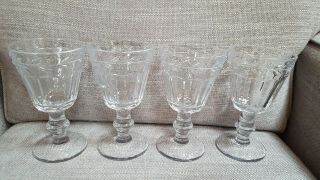 Set Of 4 Vintage Pressed Glass Water Goblets