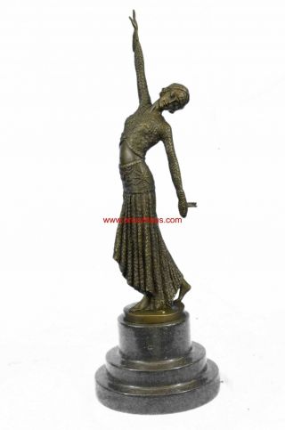 Art Deco Flapper Dancer Bronze Sculpture After Demétre Chiparus 15 " X 8 "