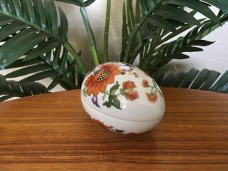 Vintage Limoges Rochard Floral Design Egg Shaped Porcelain Trinket Box 2