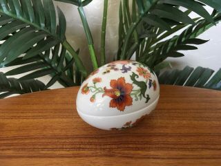 Vintage Limoges Rochard Floral Design Egg Shaped Porcelain Trinket Box 3