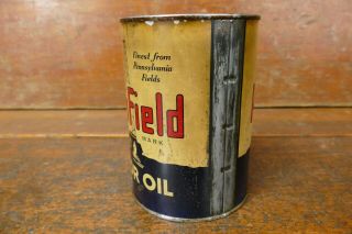 Vintage Antique Pennfield Motor Oil One Quart Metal Oil Can Early FULL NOS 2