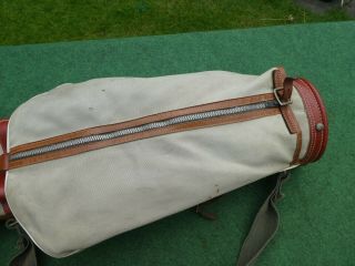 Vintage Canvas and Leather ? golf bag Zips work 2