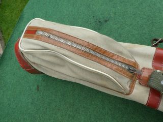Vintage Canvas and Leather ? golf bag Zips work 3