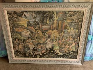 Vintage Large Detailed Woven Silk Wall Tapestry Carpet