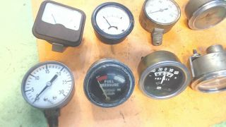 10 - Vintage - Pressure Gauges - Amps - Metal And Glass And Brass - Creativity - Art