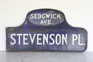 Antique York City Street Sign.  Double Side Enamel Bronx Rare