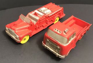 Vintage Auburn Rubber 500 Red Auburn Fire Pumper Truck & 526 Truck Euc
