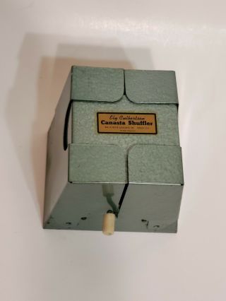 Vintage Canasta Card Shuffler Ely Culbertson Made In Usa Wallin Foster Metal