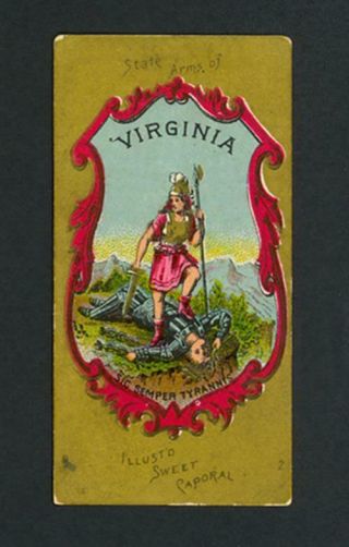 State Arms Of Virginia 1888 N224 Kinney Bros.  Military Series - Ex,