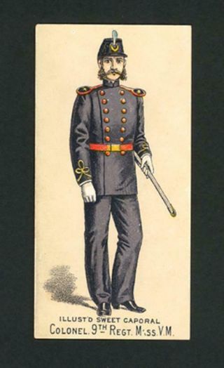 Colonel,  9th Regt.  Mass.  V.  M.  1888 N224 Kinney Bros.  Military Series - Nm - Mt