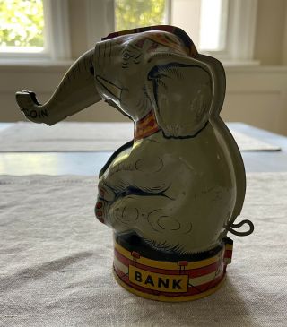 Vintage J Chein Tin Mechanical Circus Elephant Bank