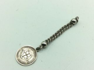Fantastic Antique Vintage Sterling Silver Pocket Watch Albert Chain Fob Coin