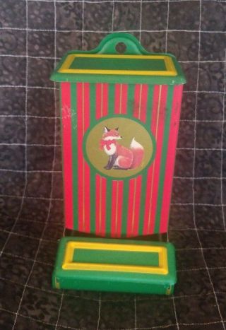 Vintage Tin Advertising Match Holder Wall The Fox