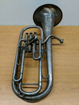 Vintage Antique Keffer Williamsburg Pa Silver Tone Baritone Horn