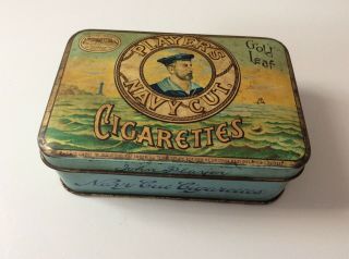 Vintage Players Navy Cut Cigarette Tin Gold Leaf Uk