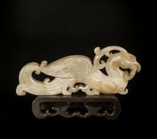 One Fine Chinese Ancient Han Hetian Jade Phoenix Decoration