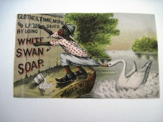 Vintage Victorian Trade Card For " White Swan Soap "
