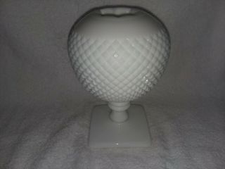 Vintage Westmoreland Milk Glass English Hobnail Ivy Ball Pedestal Round Vase