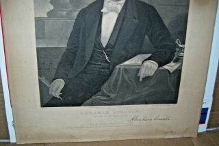 Old Antique Print of Abraham Lincoln Engraved by John Sartain 1864 2